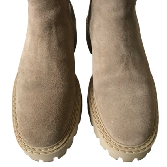 Last Daze Chelsea Boots Booties Womens 41 10 Tan Beige Elastic Side Panel Chunky - Picture 8 of 12